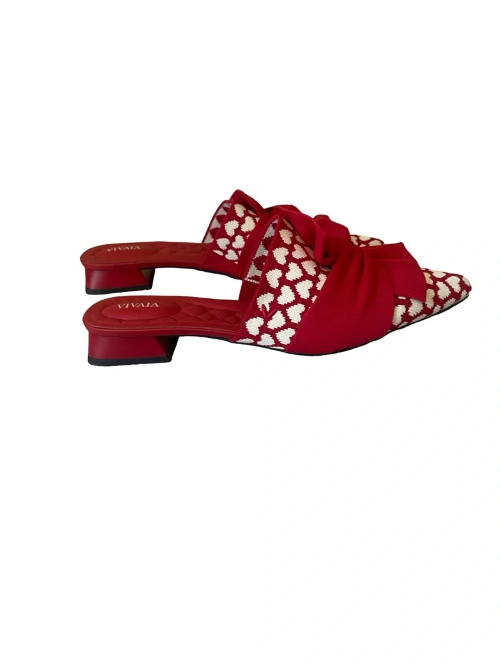 Vivaia Red Heart Knit Bow Mules - Picture 4 of 7